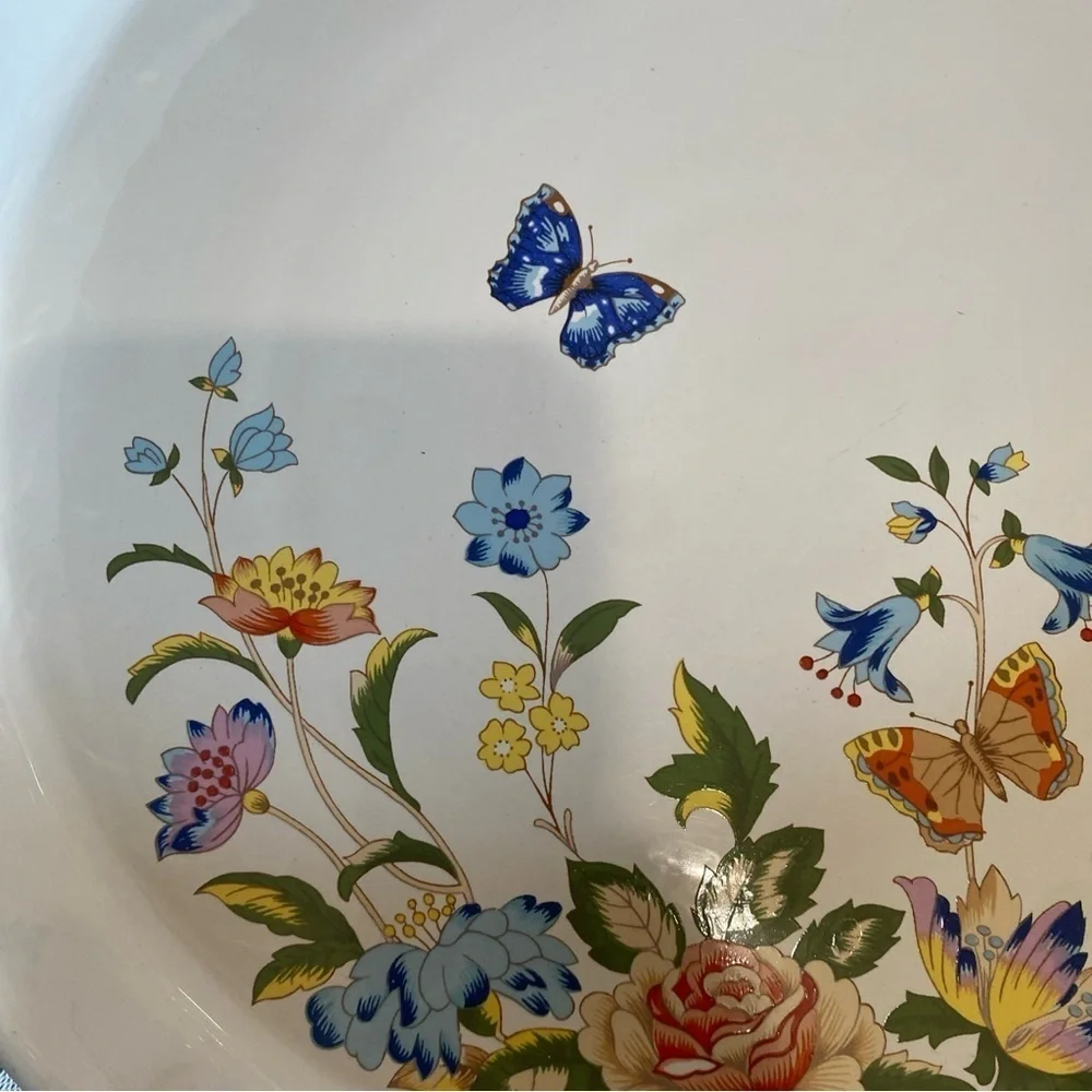 Porcelain Baking/ Pie Dish Aynsley 1775 Made In England Flowers Butterflies 25cm